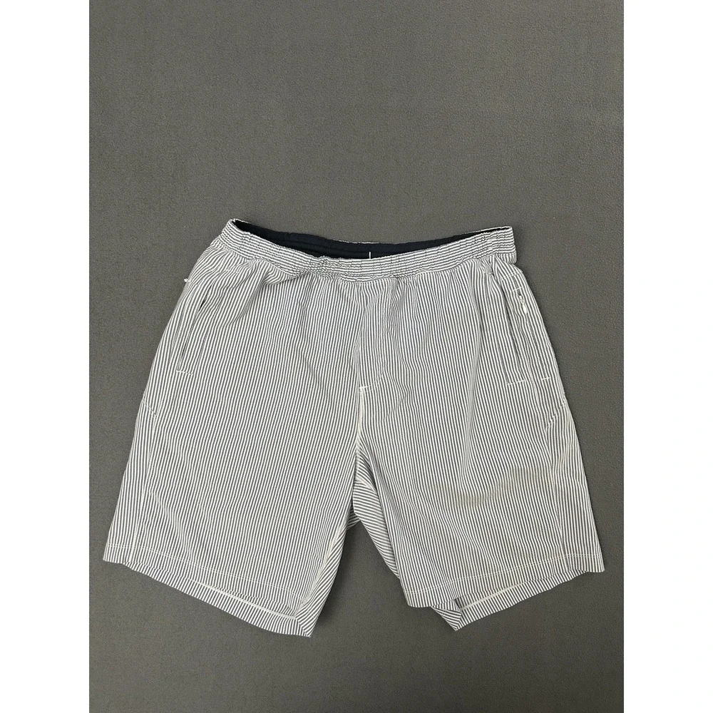 Birddogs Shorts Mens XXL White Blue Striped Performance Lined Athletic 2XL